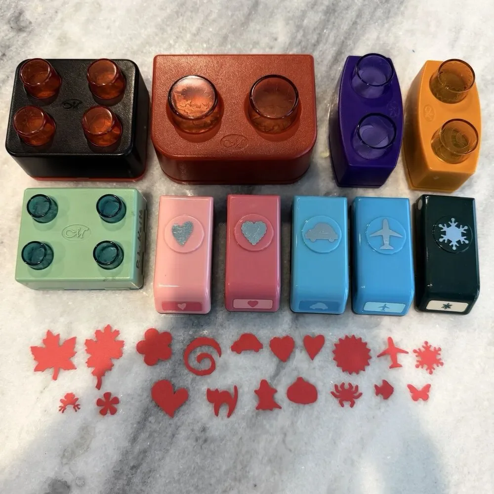 Creative Memories Mini Punch Lot Of 19 Seasonal Hearts Travel Halloween